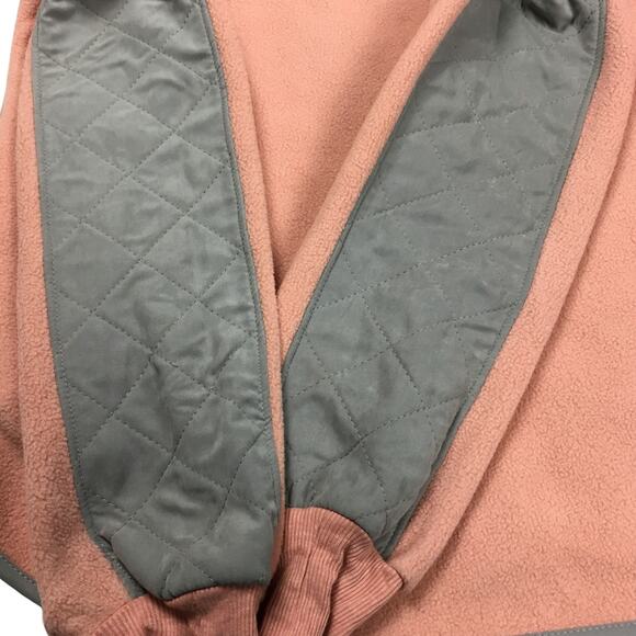 Entro Pullover Quilted Fleece Snap Neck Peach Grey Small Sweatshirt Jacket - Picture 9 of 11